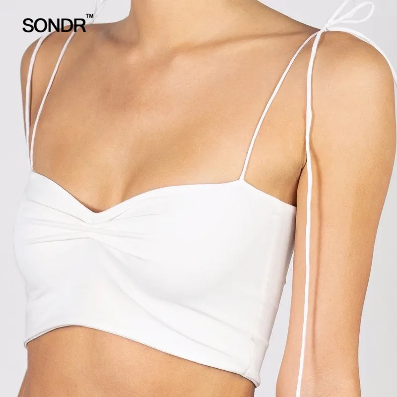 SONDR Sexy Solid Lace Up Slash Neck Ruched Backless Sleeveless Tube Top 2019 Summer Women Slim Crop Top Female Skinny Bralette SONDR Sexy Solid Lace Up Slash Neck Ruched Backless Sleeveless Tube Top 2019 Summer Women Slim Crop Top Female Skinny Bralette