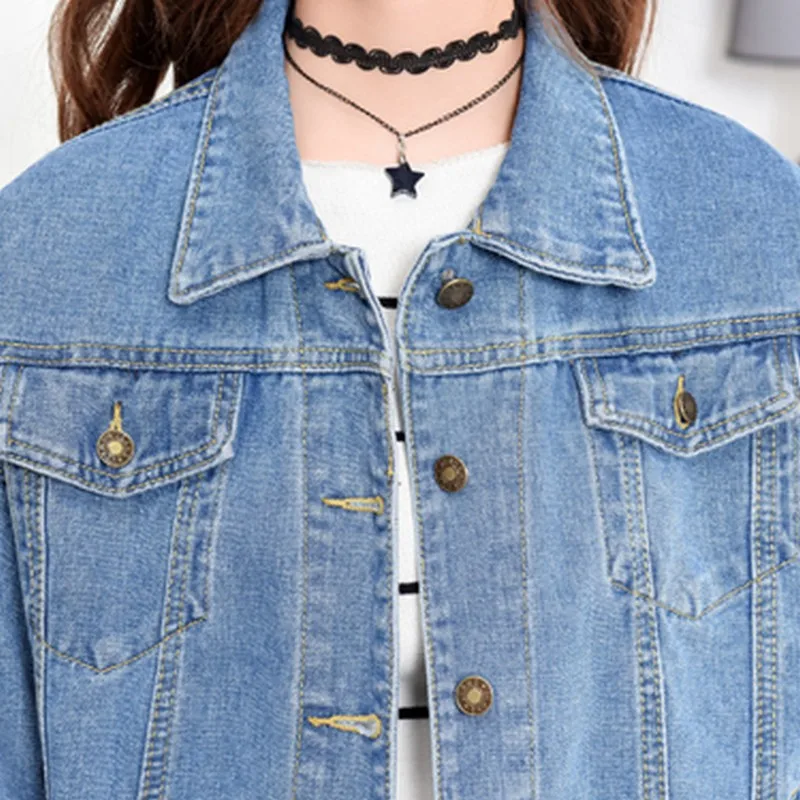EXOTAO Jeans Jacket Women 2019 New Basic Long Sleeves Casual Denim Female Korean Oversized Loose Autumn Boyfriend Abrigo Mujer
