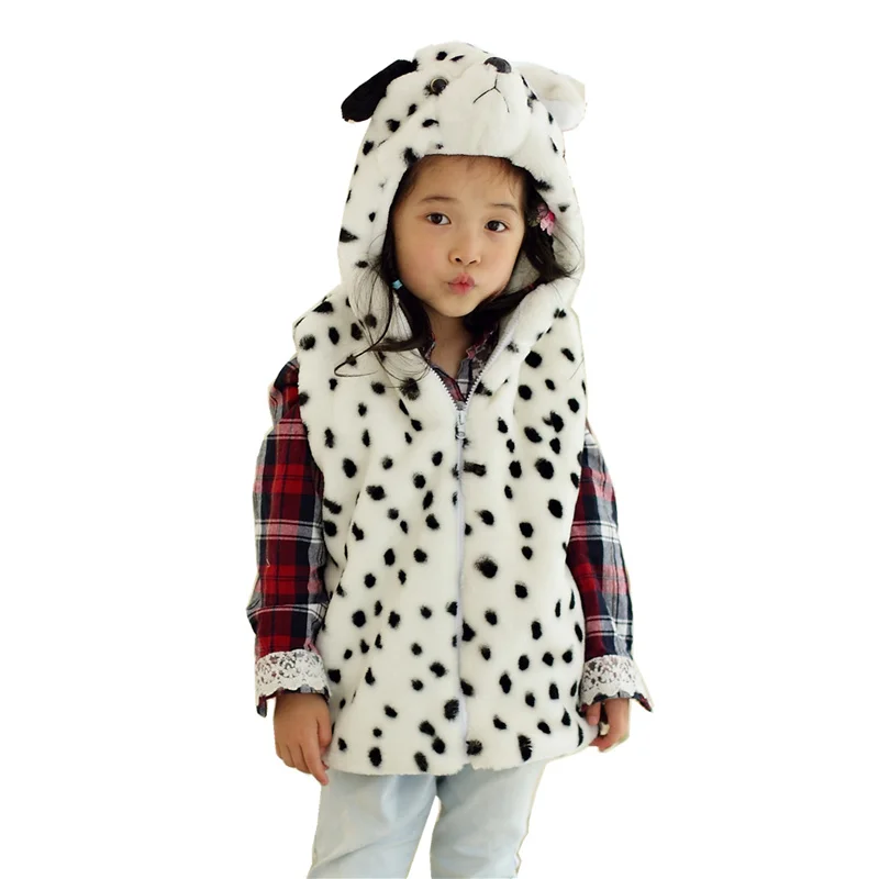 

DOUBCHOW Cute Animal Vest Children's Cartoon Dalmatian Winter Sleeveless Hooded Kids Girls Boys Costume Cosplay Outwear Coat