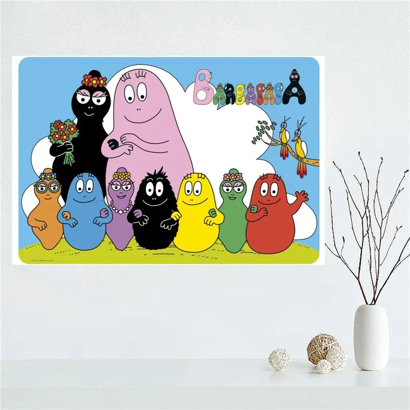 사용자 정의 Barbapapa 캔버스 포스터 침실 홈 장식 벽 포스터 아트 인쇄 실크 패브릭 선물 50x75CM,60x90CM