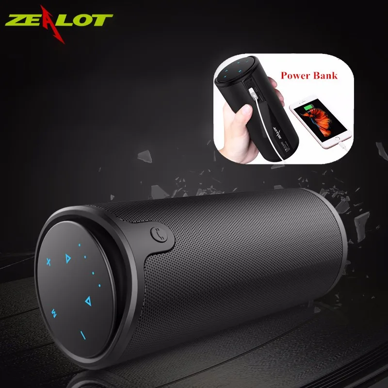 Original Zealot S8 Touch Wireless Bluetooth Sport Speaker 4000mAh Portable Power Bank 3D TF Card Subwoofer for Samsung iPhone