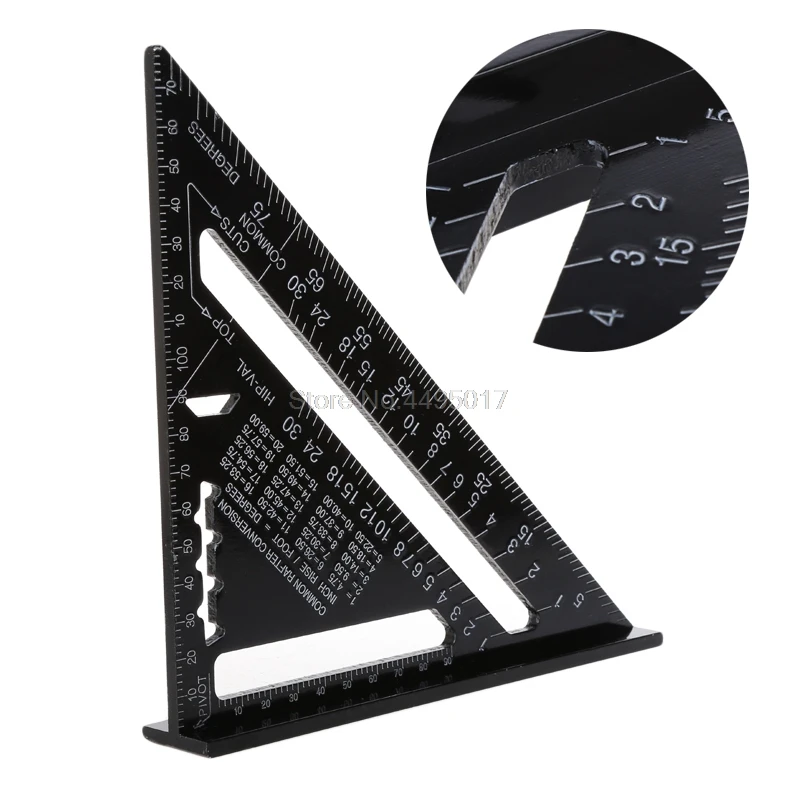 

Triangular Measuring Ruler 7 Inch Metric Aluminum Alloy Speed Square Roofing Triangle Angle Protractor Trammel Tester Tools OCT