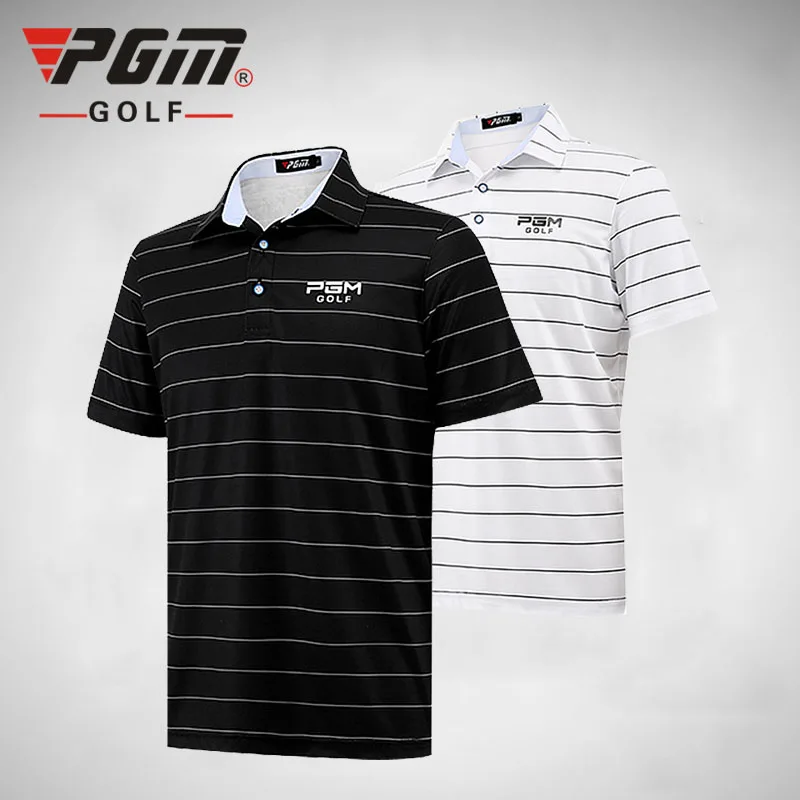 

PGM Men New Tops Clothes Polo Shirt Ultra-thin Clothes Summer Short Sleeve Striped Tshirt ropa de golf Tennis Breathable Dry Fit