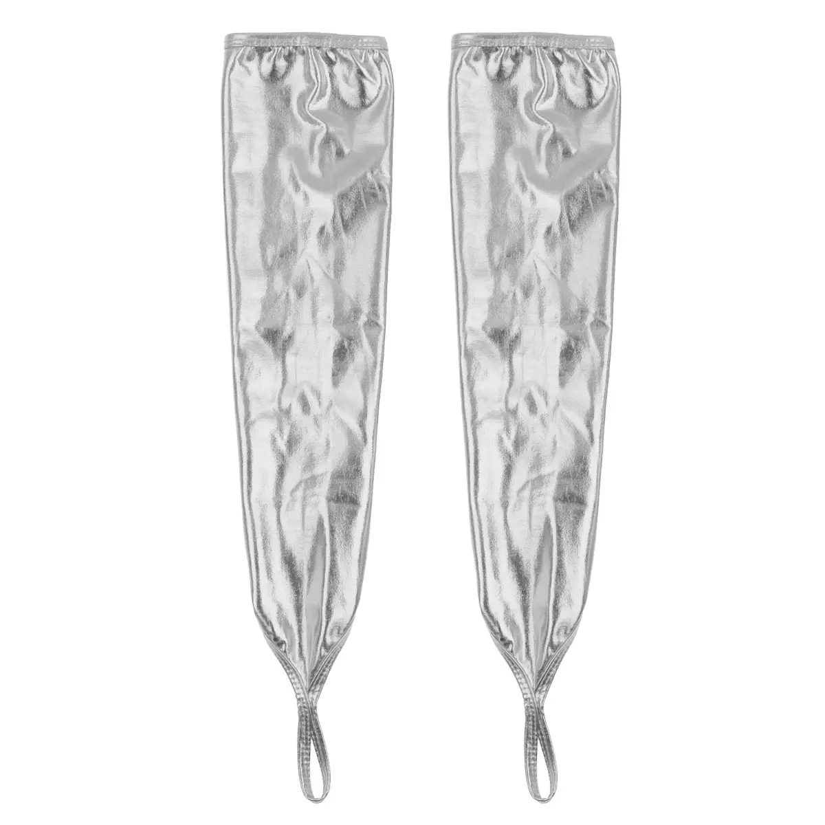 Silver DPOIS Женские Светоотражающие перчатки с принтом Вечернее Бальное Платье Аксессуары для костюма дамские перчатки для ночного клуба стимпанк готические - Цвет: Silver