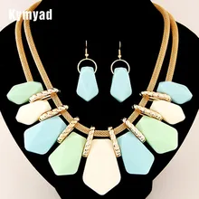 Kymyad Candy Color Fashion Jewelry Sets Geometric Necklaces & Pendants Multilayer Statement Necklace Earrings Sets For Women