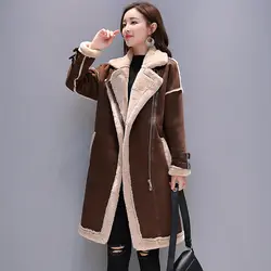 Женское черное зимнее пальто с длинным рукавом с застежкой-молнией, плотное теплое шерстяное пальто