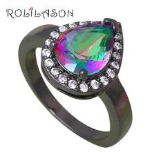 So Beautiful Rainbow Zirconia Silver Stamped Crystal Wedding Rings Health Fashion Jewelry USA size #6#7#8#9 OR766