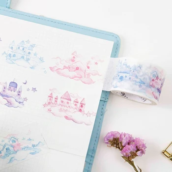

3cm wide Masking Washi Tape Cloud Castle Letter Cover Label Scrapbooking Album Calendar DIY Craft Decor Kids Gift