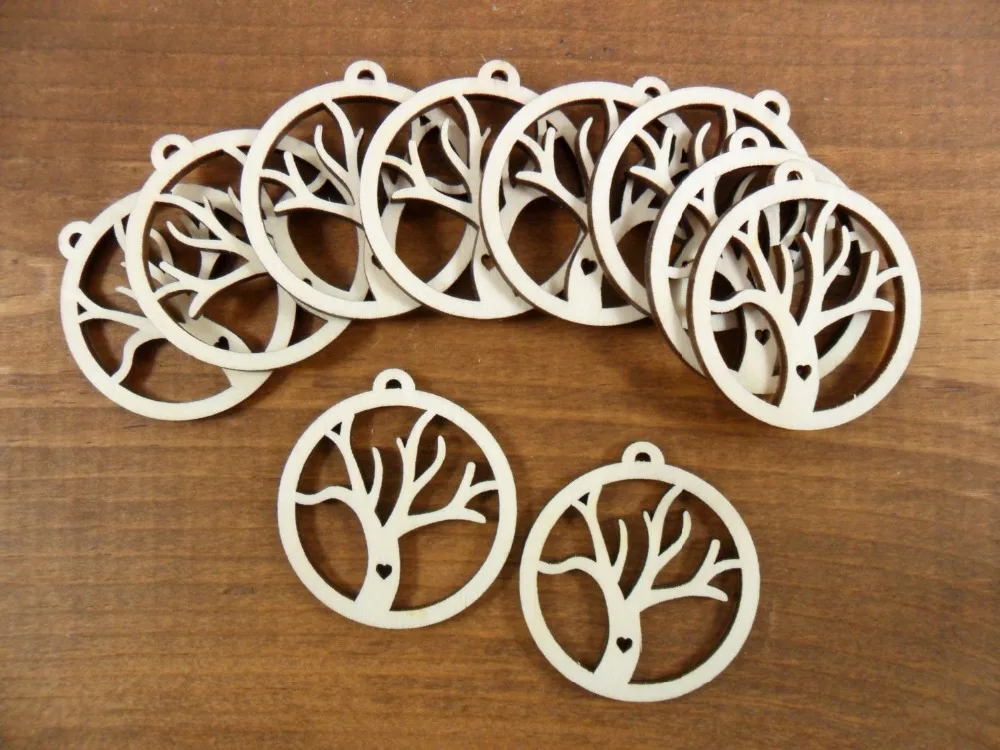 Wood Circle Tree of Life Earring Pendant Unfinished Laser Cut Wood