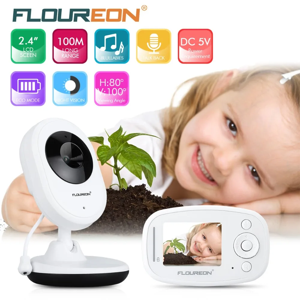 

Floureon Night Vision Infant Wireless Monitor Baby Digital Video Camera Audio Music LCD Display Temperature Nanny Monitor