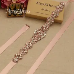 MissRDress жемчугом свадебные пояса простой Лента Свадебная со стразами розового золота Стразы пояс невесты для Свадебные Вечерние платья JK806