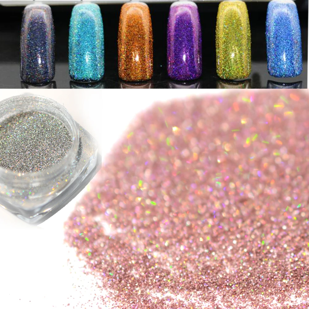 

1g Gorgeous Colorful Charm Laser Nail Glitter Powder Holographic DIY Micro Powder Dust Nail Art Decorations Pigment TRJX01-