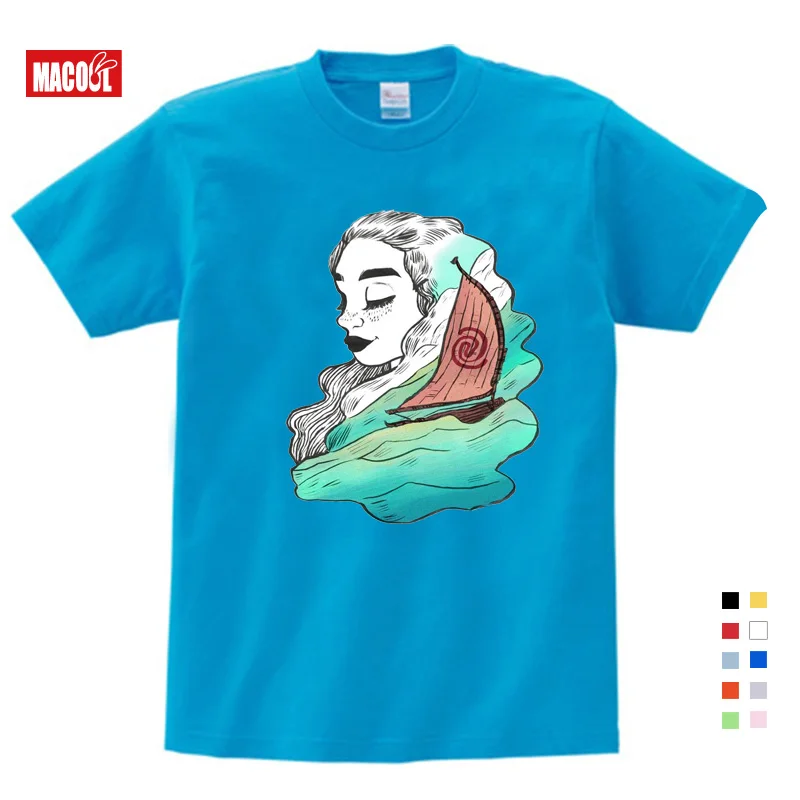 2019 New Boys Girls T-shirt Kids Tees Baby Girl Shirts Cartoon Moana Ocean Romance Children Short Sleeve Vaiana T Shirt Tops