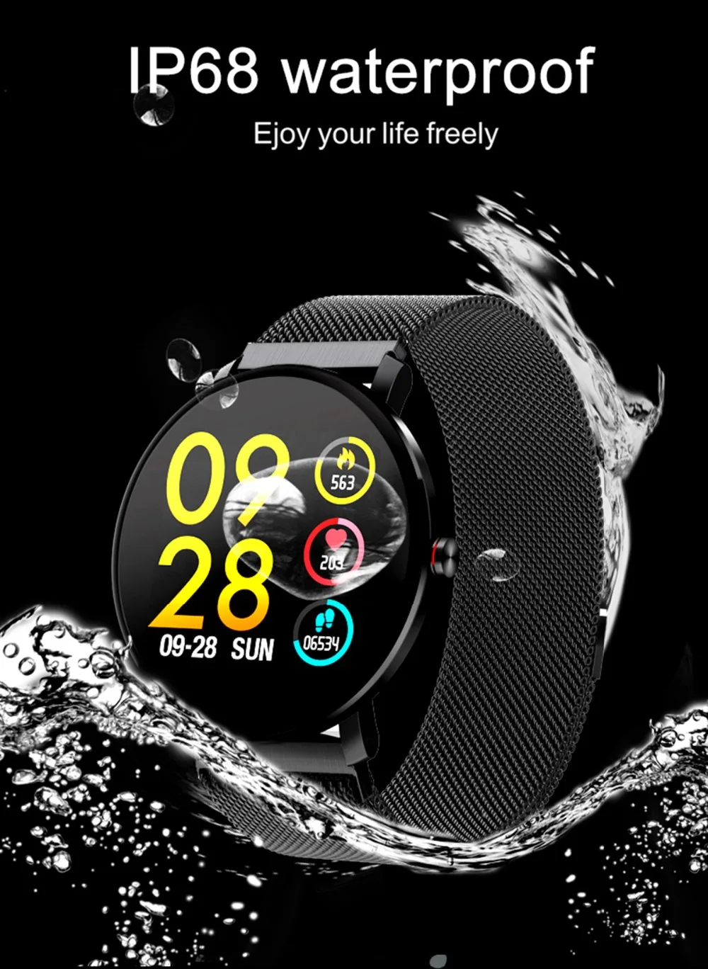 K9 Pro спортивные Bluetooth 1,3 дюймов Полностью умные часы с сенсорным экраном фитнес-трекер для мужчин IP68 Водонепроницаемые женские умные часы PK P68 P70