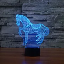 Беговая лошадь 3D ночник милые подарки для детей Новинка Светодиодный Ночник для гостиной