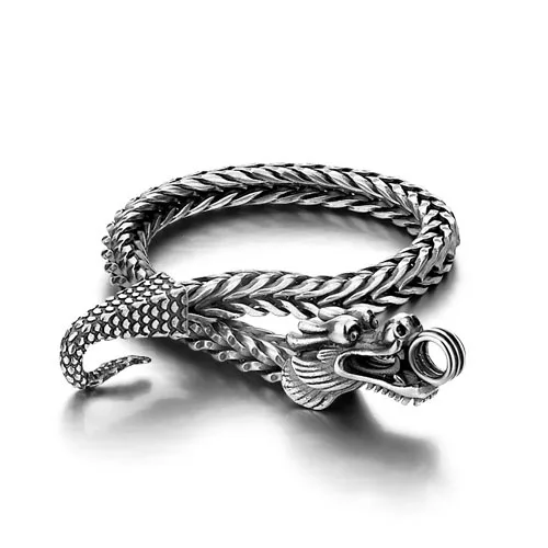 Men Ai Silver Bracelet Korean Male Models 925 Sterling Men Ai Silver Bracelet Korean Male Models 925 Sterling Co Vintage Thai Dragon Jewelry In Chain Link Bracelets From