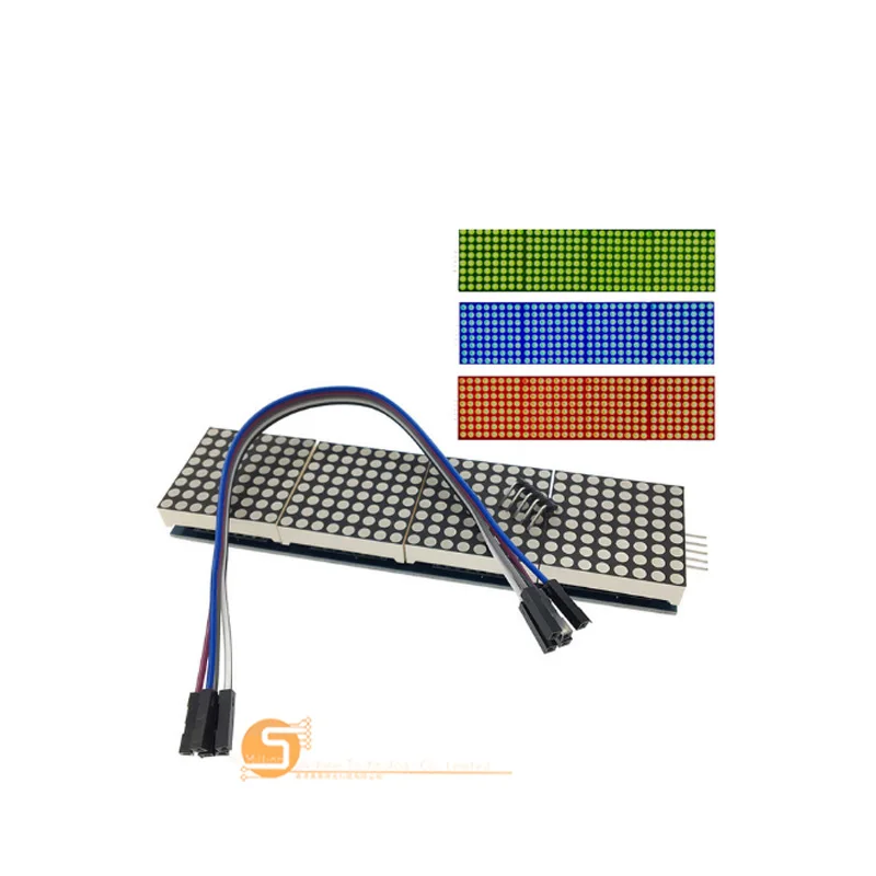 Бесплатная доставка MAX7219 матричный модуль для Arduino микроконтроллер 4 в одном дисплее с 5P линии 4 в 1 красный/синий/желтый зеленый