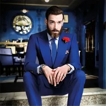 Королевский синий джентльмен смокинги для свадьбы или выпускного бала костюм из 2 предметов(куртка+ брюки+ галстук) виньетки Masculino Trajes De Hombre жениха Блейзер 185