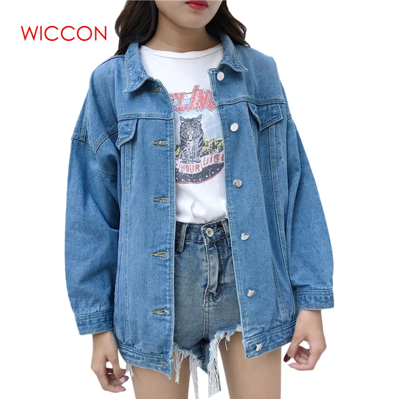 Denim Jeans Jacket for Women Loose Ripped Vintage Bomber Jackets Basic Coats Clothes Woman Spring Autumn Clothes Streetwear Tops
