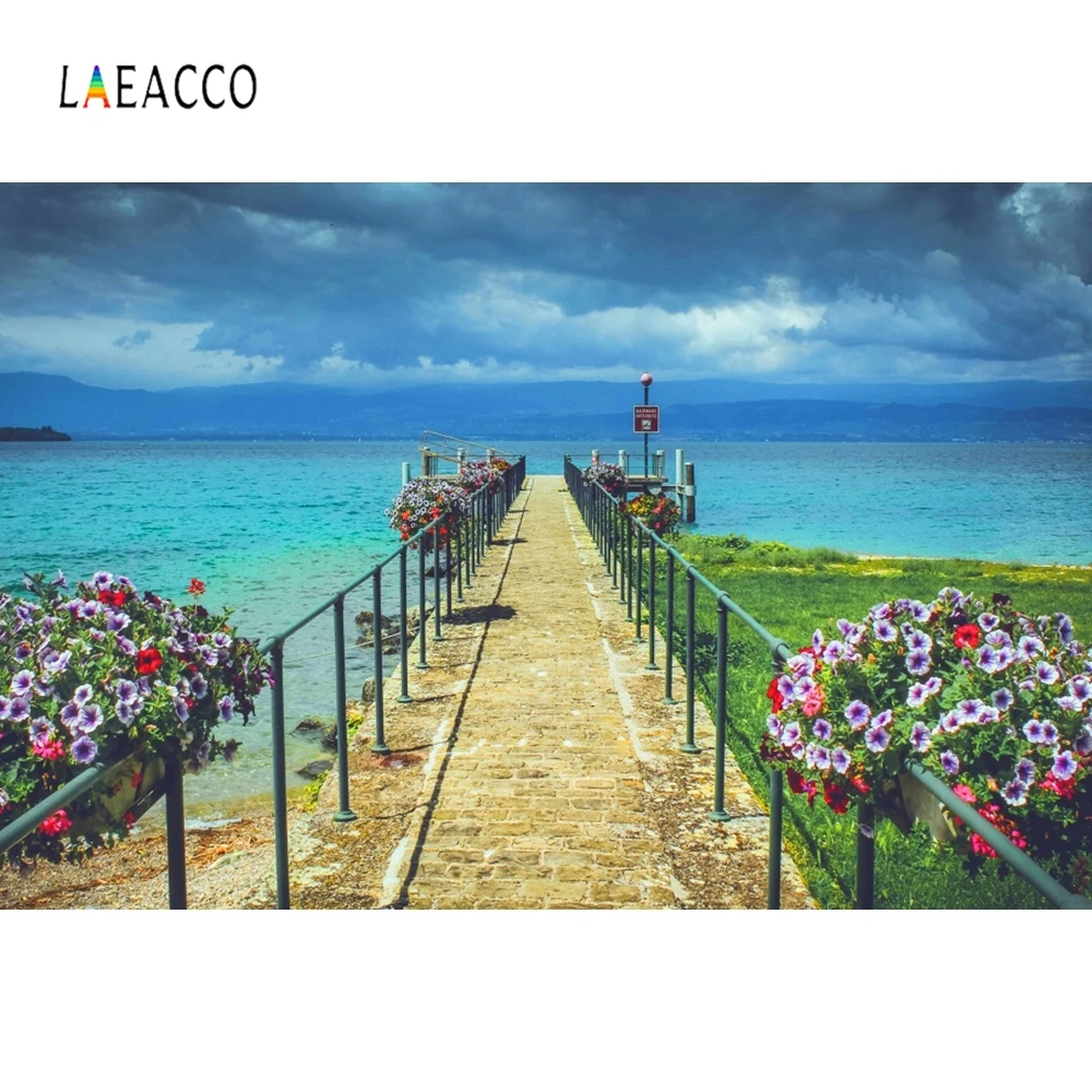 Laeacco Summer Sea Flowers Cool Place Holiday Family Photography Background Customized Photographic Backdrops For Photo Studio Laeacco Summer Sea Flowers Cool Place Holiday Family Photography Background Customized Photographic Backdrops For Photo Studio