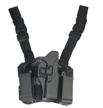 

Tactical Hunting Airsoft Accessories Drop Thigh Leg Pistol Holster GL 17,18,19,30,31 Black Military Shooting Gear W/ Mag Pouch