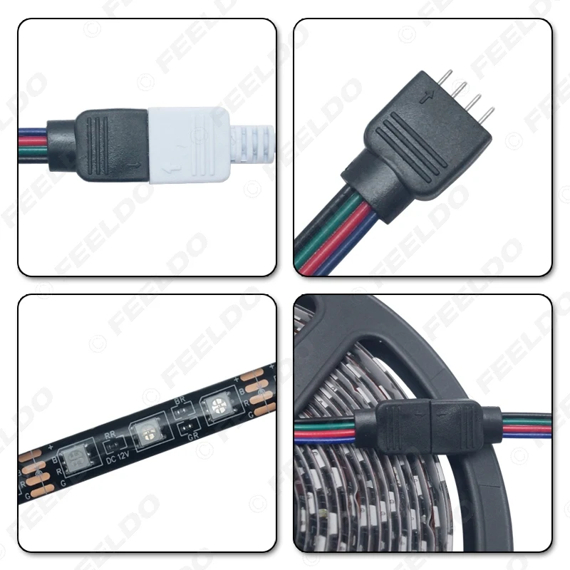 FEELDO 1 комплект 5 м 5050SMD 300 светодиодный водонепроницаемый автомобильный RGB Светодиодная лента+ 24 ключа ИК пульт дистанционного управления 500 см#912
