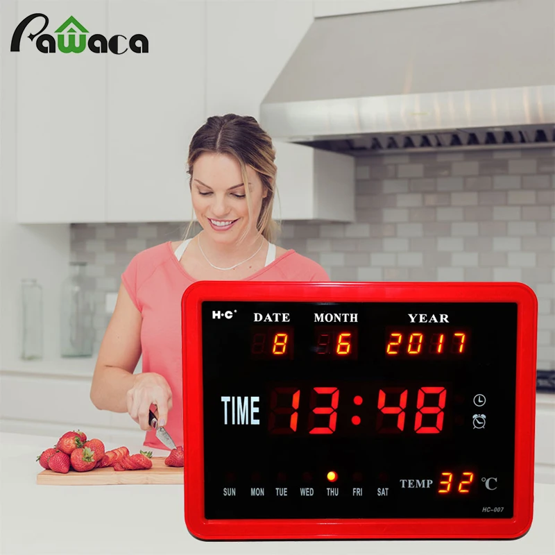 

Extra Large Screen Digital Alarm Clock Day Clock 8 Alarms Option Calendar Week Time Temperature Disply Table Clock Desktop Clock