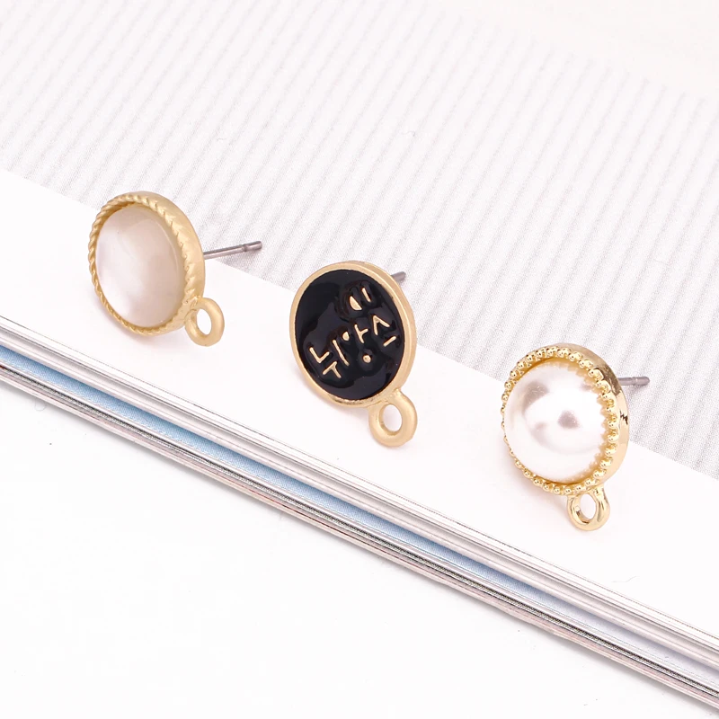 

6pcs Korean Enamel Pearl Earring Pin Findings Eardrop Charms Jewelry Making Diy Gold Dangle Earring Pendants Accessory C186