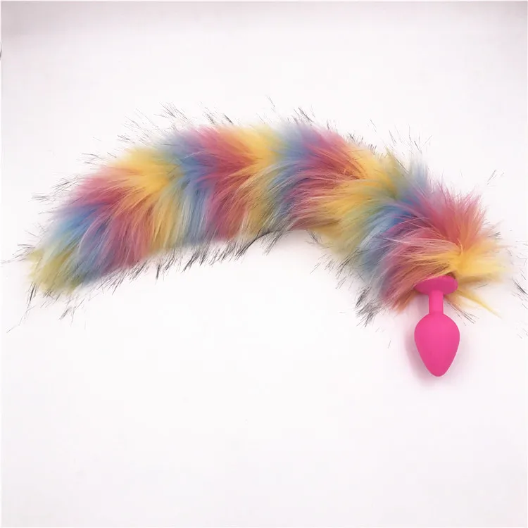 Multicolor Fluffy 40cm Tail Fluffy Anal Plug Sex Toys Erotic Butt Plug