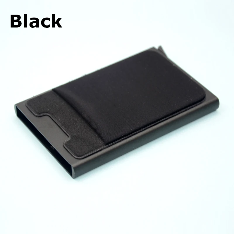 BONAMIE RFID Wemen алюминиевый кошелек с задним карманом автоматический всплывающий чехол для карт держатель для кредитных карт маленький тонкий кошелек - Цвет: Black