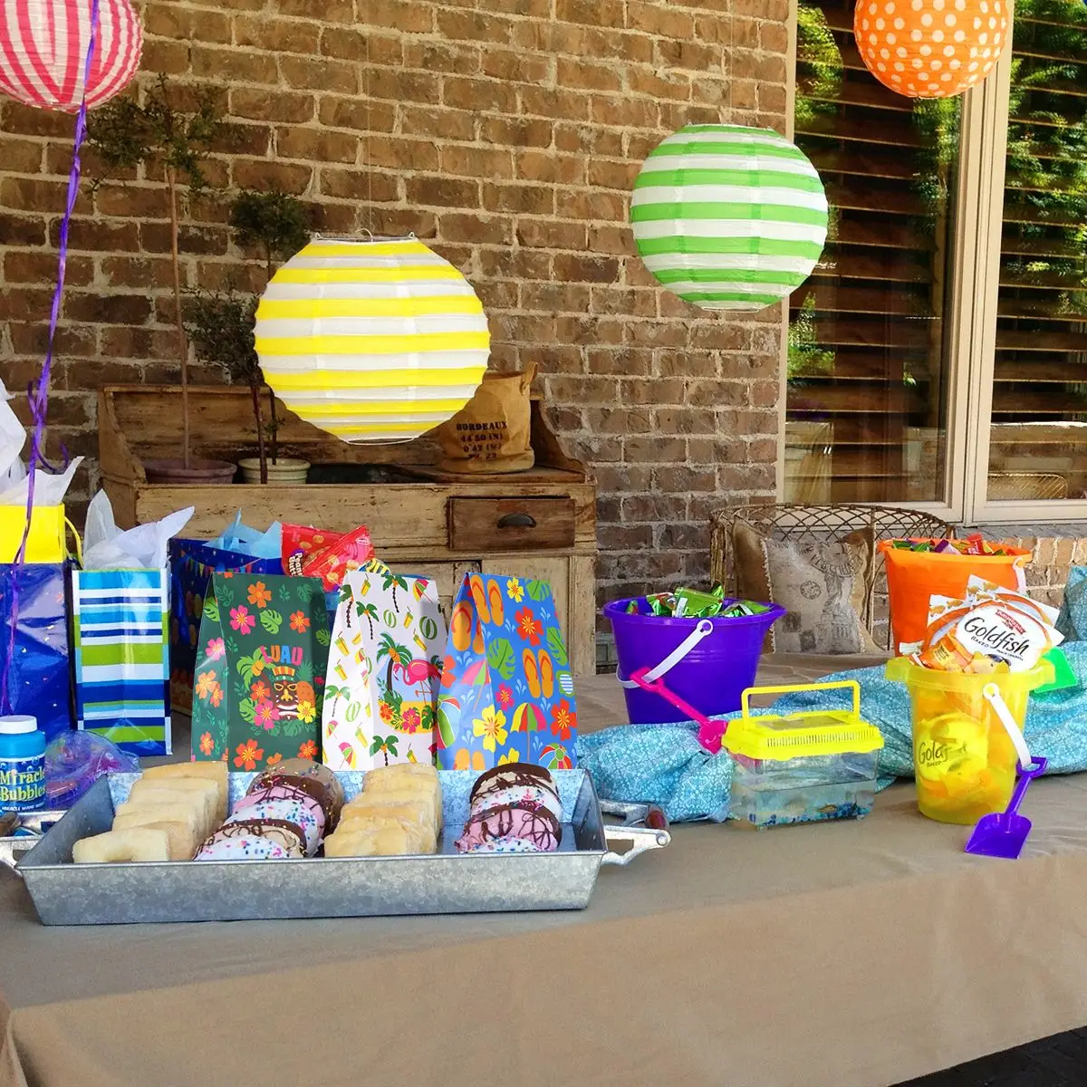 12 шт. Гавайские бумажные подарочные пакеты летние праздничные ...