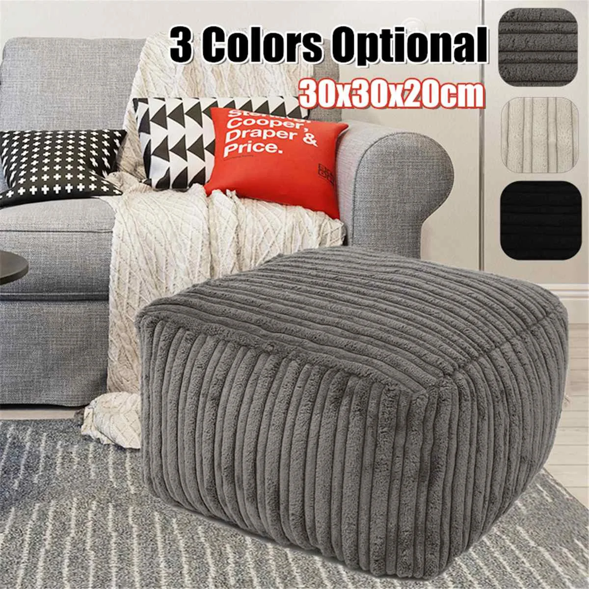 Us 11 1 52 Off Footrest Cover Sofa Seat Footstools Foot Rest Stool Covers Pouffe Ottoman Corduroy Furniture Beanbag No Filling In Bean