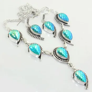 

Rainbow Fish Titanium Necklace Earing Silver Overlay over Copper , 46 cm, N3044