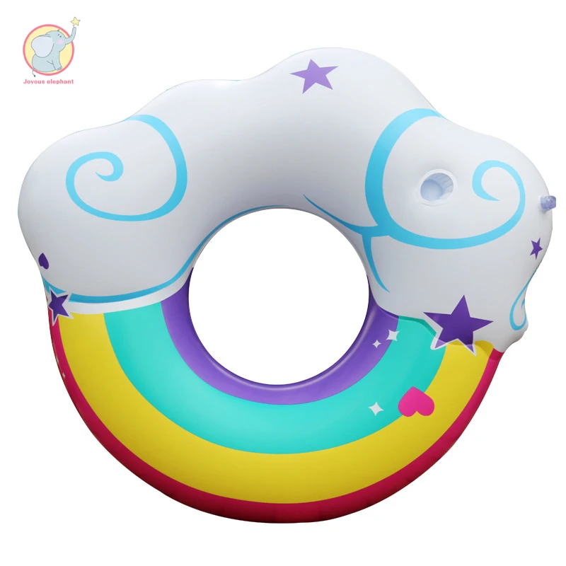 

130cm Inflatable rainbow cloud swimming ring Pool Float party Air Mattress swim fun summer waters float bed life preserver ring