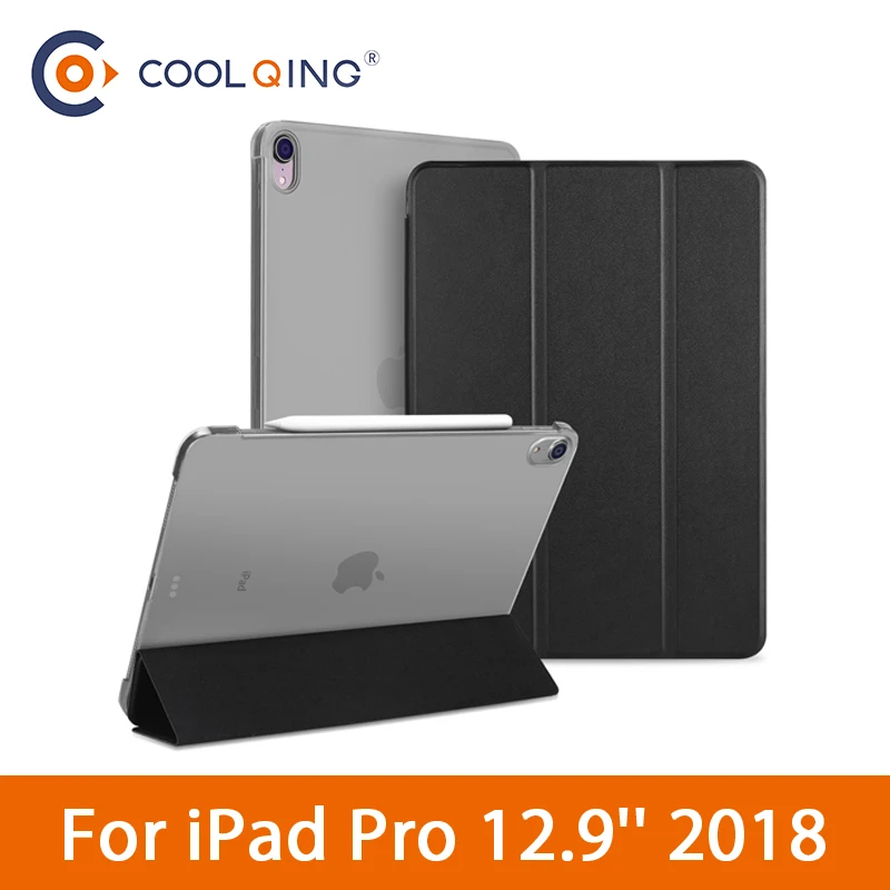 

PU+PC Tablets Case For iPad Pro 12.9 2018 Tri-folded Cover Smart Wake/Sleep Tablet Pro 12.9'' Case For iPad Pro iPad 2018 Cases