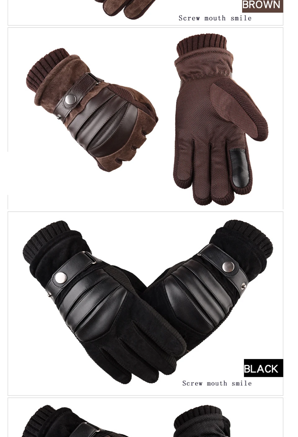 Gloves Genuine Leather Casual Gloves for Men Outdoor Sport