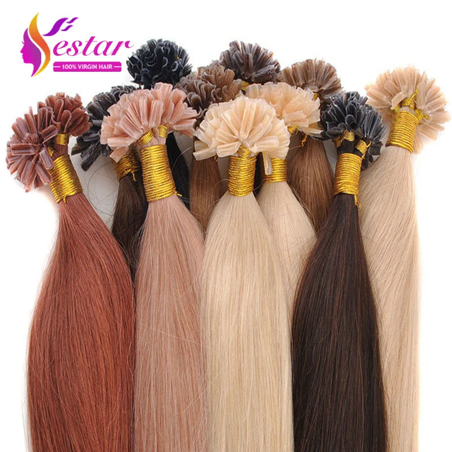 1618202224 50G Natural Keratin Capsule Prebonded U/Nail Tip Hair Extension Flat Tip Hair Extensions 18colors,100s/bag