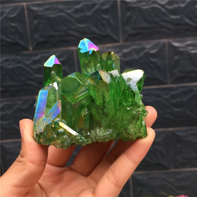 Pretty Electroplate Green Aura Quartz Crystal Cluster Healing Crystals Collection For Home Decoration Stones Aliexpress