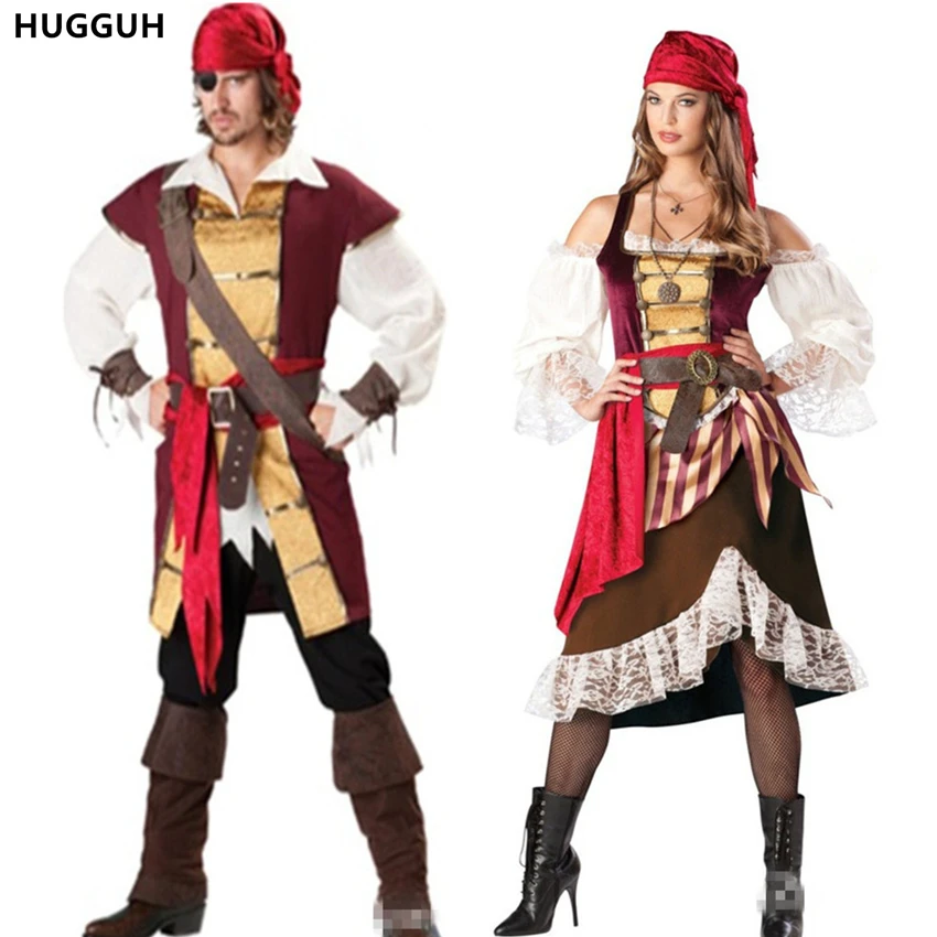 HUGGUH Halloween Lovers Pirates of the Caribbean Costumes Role Play ...