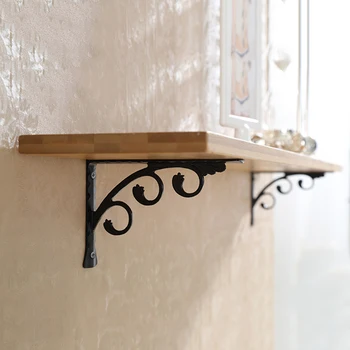 

2Pcs L-Shape Black Wall Shelf Bracket Metal Plank Rack Supporter 15x20CM
