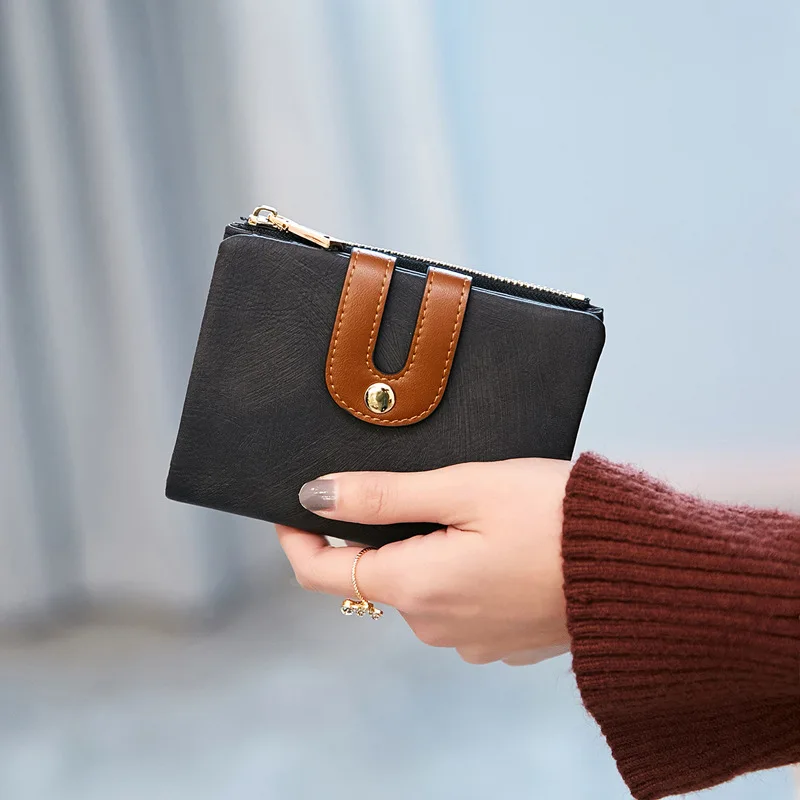 Women Wallet Short Style Lady's Luxury Brand Wallets Scrub Leather Female Zipper& Hasp Purse for Coins Carteira Feminina