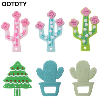 

Cactus Christmas Tree Teether Baby Teething Pendant Nursing Soft Silicone Beads Safe Toys For DIY Teething Necklace