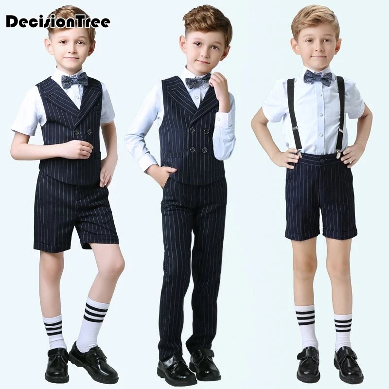 

2019 new children short wedding overall suits with bowtie for boys kids performance suits boys formal suits
