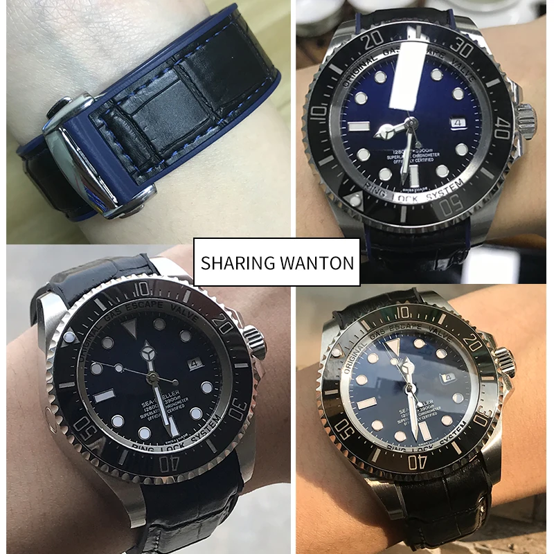 20mm 21mm Rubber Silicone Watch Strap With Nylon Watchband for Role Daytona Submariner DEEPSEA GMT SEAMARSTER 8900 Watch