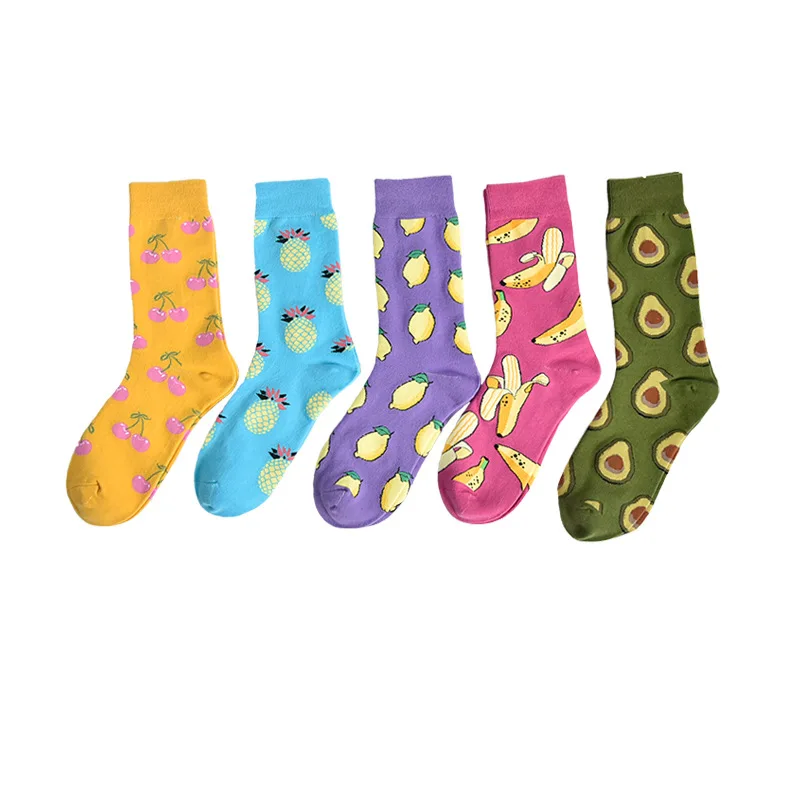 Korean style female fashion street style girl socks fun banana cherry avocado avocado pineapple woman socks happy fruit socks