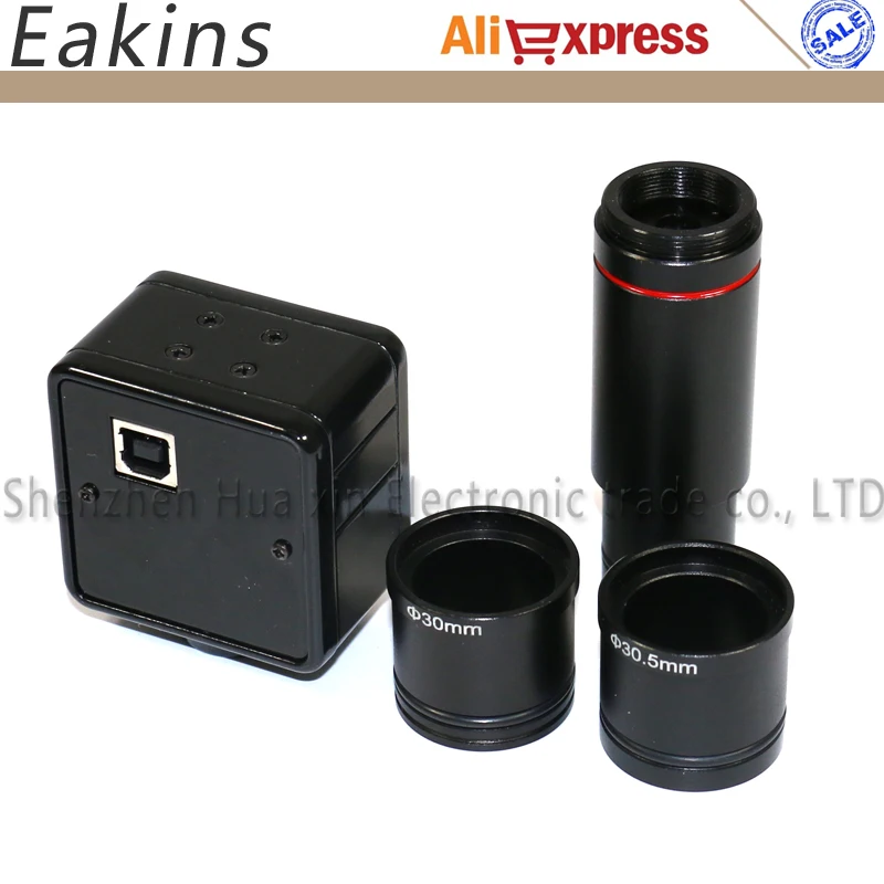 5.0MP USB Video Microscope C-Mount Digital Camera System + 0.5X Eyepiece Adapter 23mm 30mm 30.5mm Relay Lens