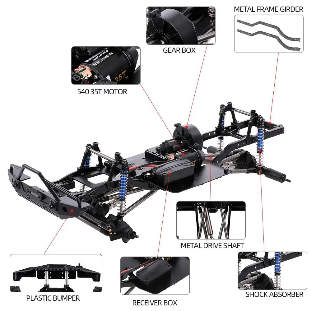 313 мм 12," колесная база собранная рама шасси для 1/10 RC Гусеничный автомобиль SCX10 SCX10 II 90046 90047
