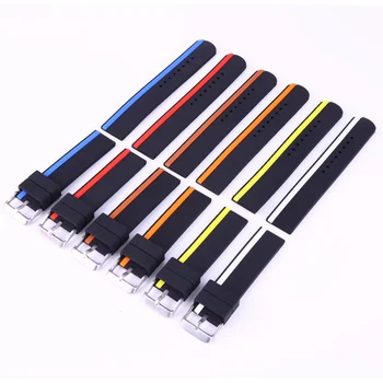 

20mm 22mm 24mm Fashion Men Silicone Diver Waterproof Watch Band Rubber Strap Watchband Matching Strap