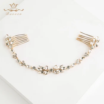 

Gold Wedding Hair Accessories Long Crystal Brides Hair Combs Leaves Hairbands Crystal Crystal Hair Sticks