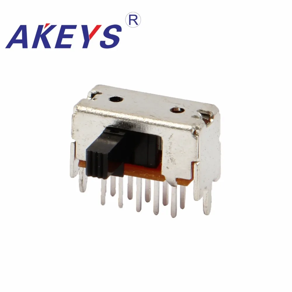 

20PCS SK-23D55 2P3T Double pole three throw slide switch side insert 10 pin with 2 fixed pin for toys